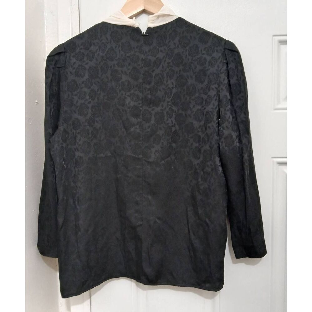 Sandro paris womens small bow tie floral black white shirt blouse - Picture 6 of 8